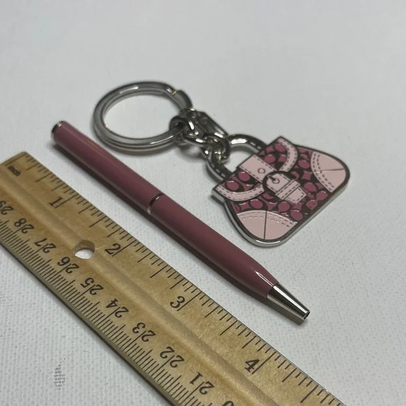Coach Pink and Silver Purse Keychain and Coach Pen - Picture 5 of 6